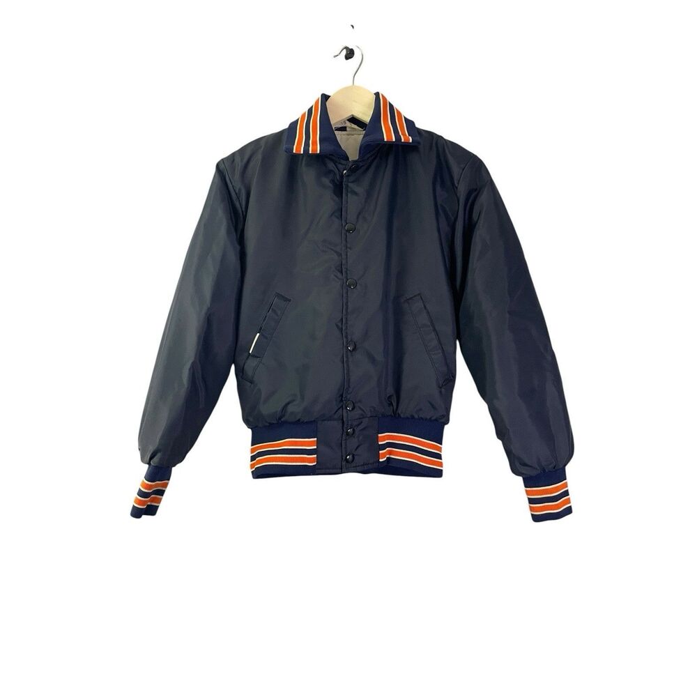 Vintage 80s Illinois Fighting Illini Jacket Full Zip Blue Youth L - U of I - USA - Picture 13 of 14